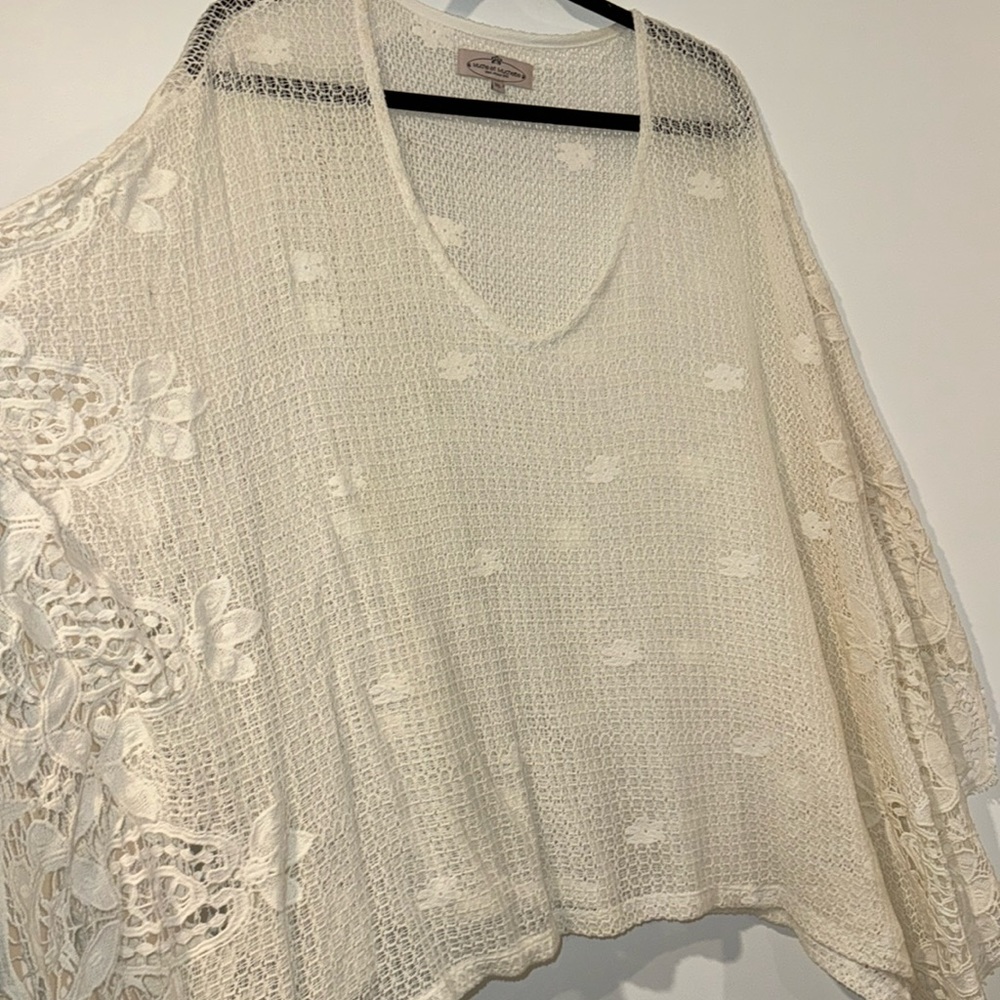 NWOT Sweater poncho white beach coverup one size